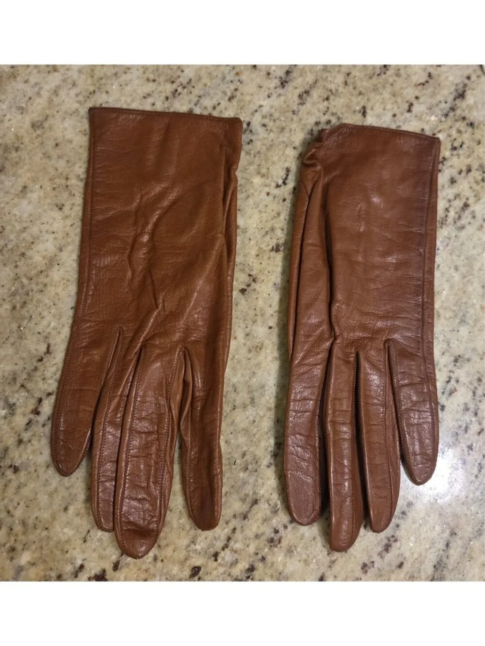Vtg Womens Size S / 6.5 Brown Soft Kid Leather Silk Lined Formal Gloves France